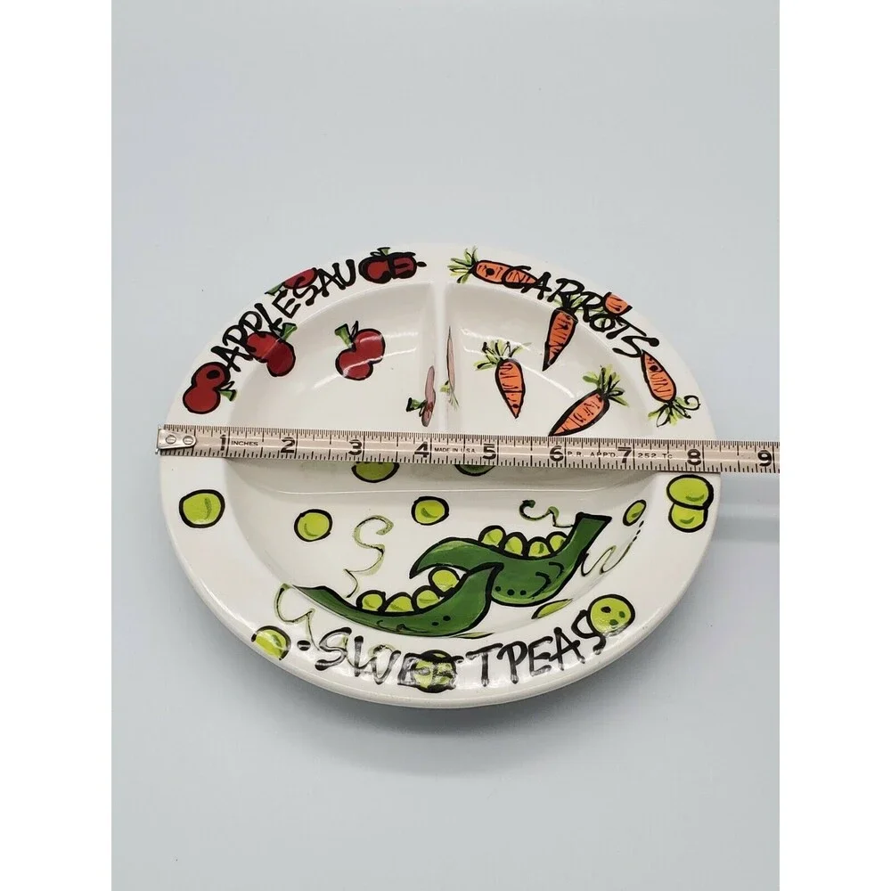 T Cabells Too Child's Divided Plate Magnolia Lane Applesauce Carrots Sweet Peas